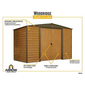 Woodridge 6 ft. W x 5 ft. D Wood-grain Galvanized Metal Storage Building