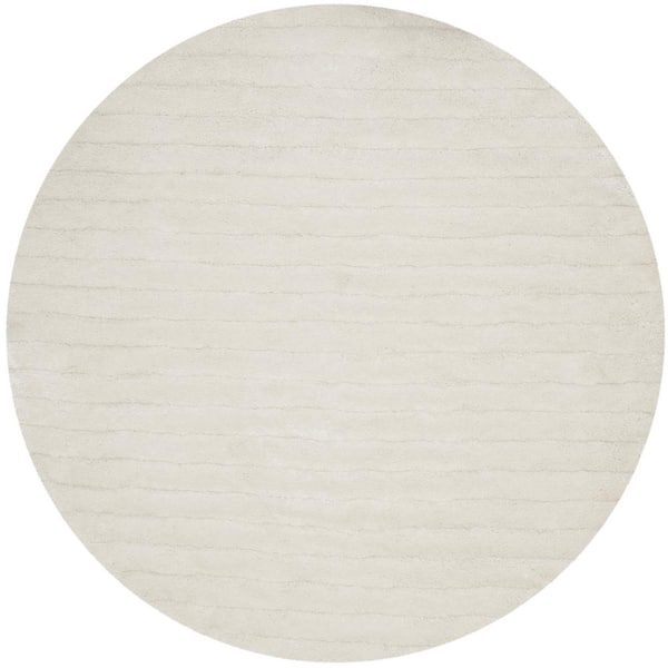 SAFAVIEH 3D Shag Pearl 6 ft. x 6 ft. Round Solid Area Rug