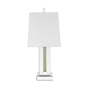 30 in. Silver Table Lamp Geometric Faux Stones, Bedside Lights, Nightstand Lamps (1-Light)
