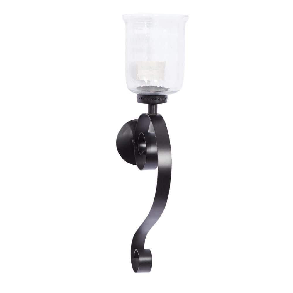 Elegant Scrollwork 27" Black Iron Wall Sconce, Plug-In Electric