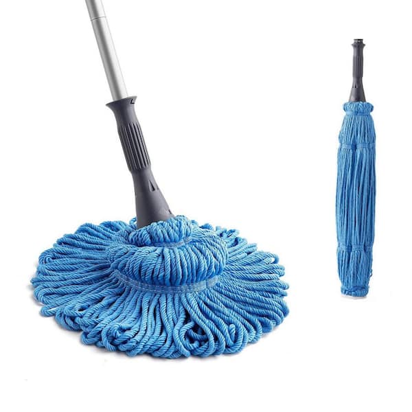 Hardwood Floor Mop, 15 Wide Microfiber Head, 52 Blue Plastic