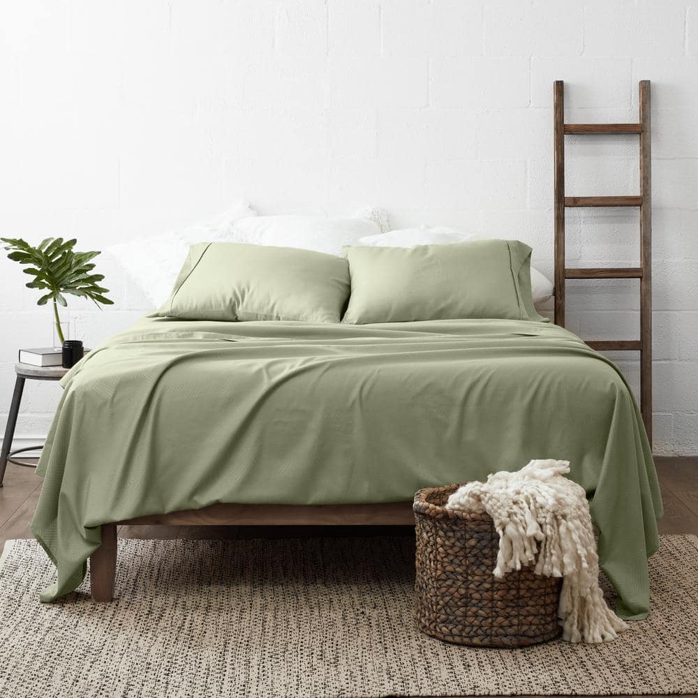 Sage Chevron Deep Pocket Full Microfiber Sheet Set