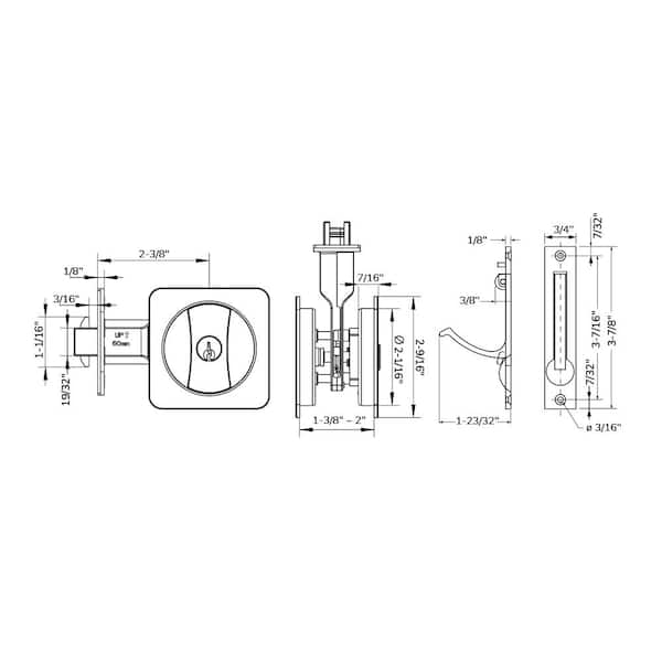 Contemporary Square Privacy Pocket Door Lock