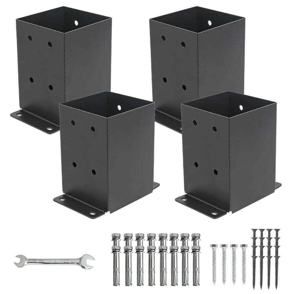 "4 Pcs Black Metal Pergola Brackets, Post Anchor, 4x4 Post Base (Inner Size 3.5""x3. 5"")" price history on PriceWatchPro