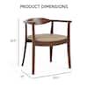 Furniture of America Shelun I Rich Walnut Fabric Upholstered Dining Chairs with Rounded Back and Arm Rest (Set of 2) IDF-30001WN-SC