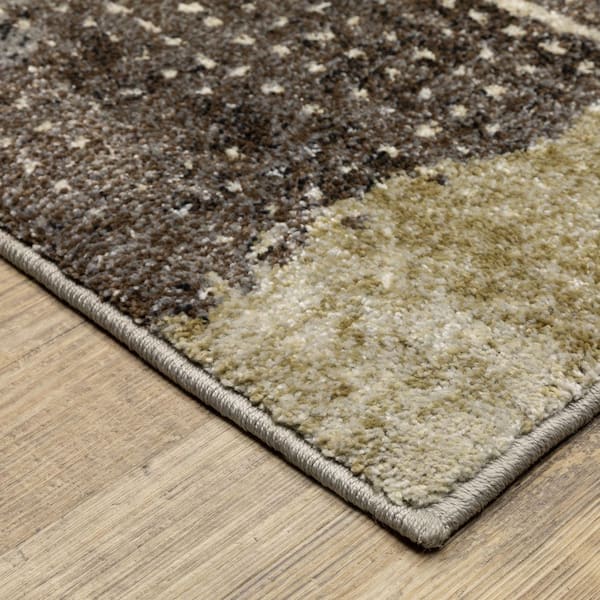 Gia 2 ft. x 7 ft. Green/Brown Abstract Area Rug