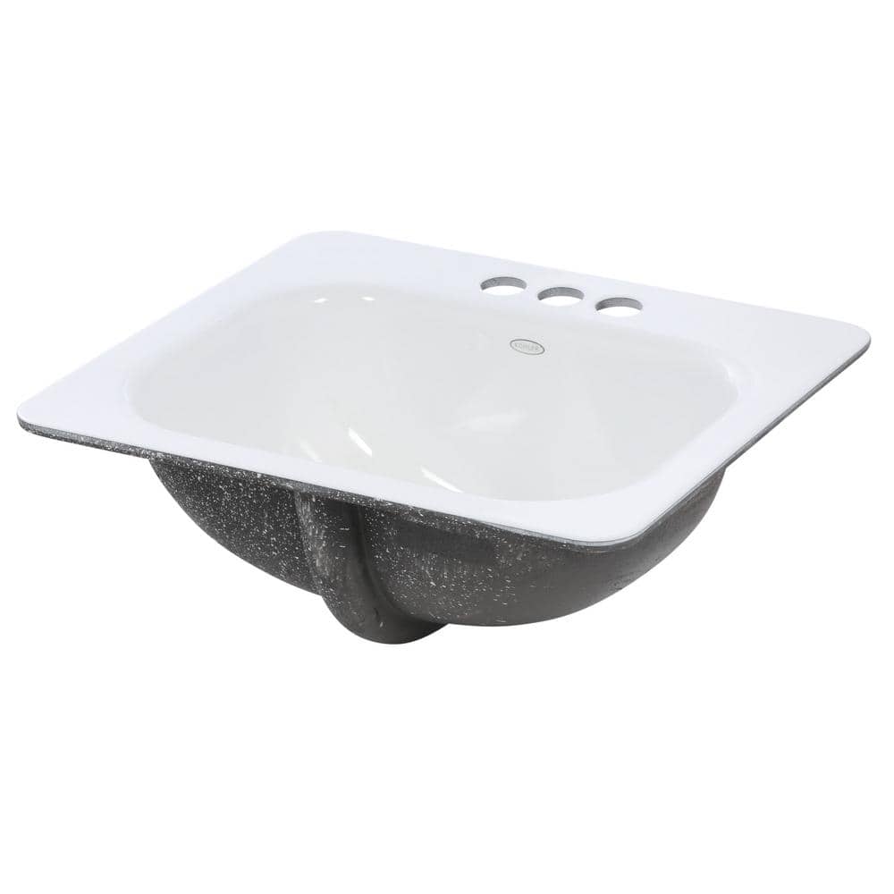 Tahoe White Cast Iron Rectangular Drop-In Bathroom Sink
