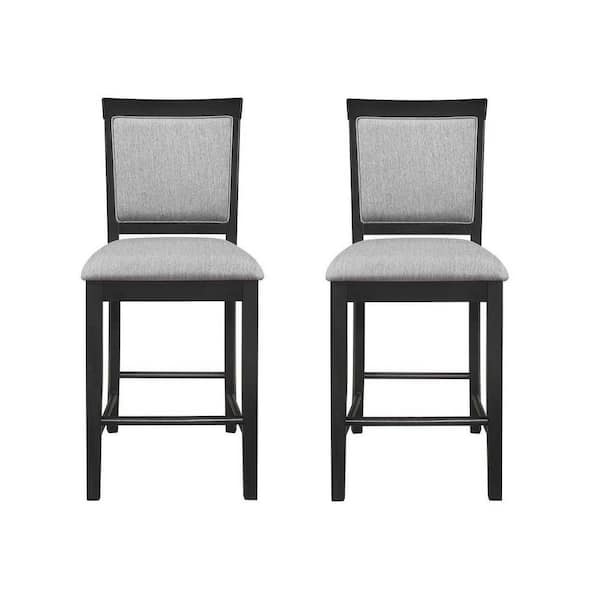 EVERGLADE HOME Lovell Charcoal Gray Gray Textured Fabric Counter Height Dining Chair (Set of 2)