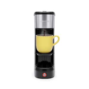InstaCoffee Max 1- Cup Silver Coffee Maker For K-Cups or Grounds with a Reusable Filter and a Built in Lift