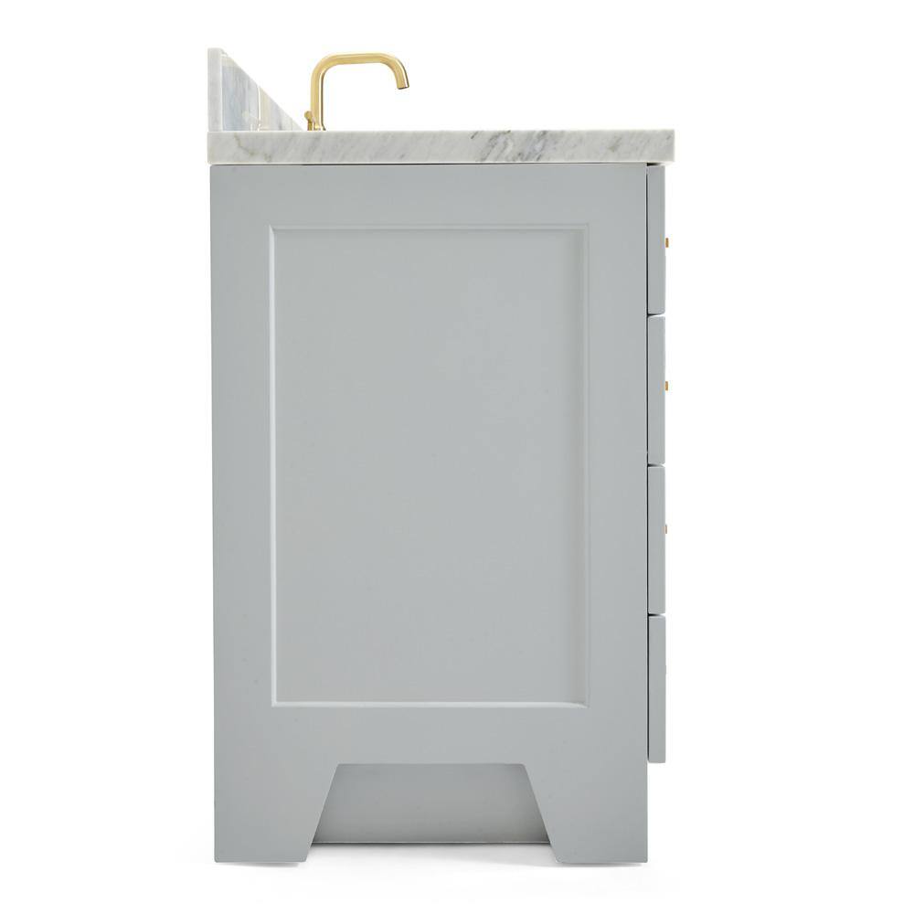 Gray Freestanding Single Sink Vanity with Marble Top