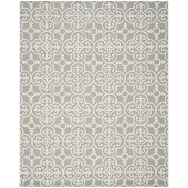 Cambridge Silver/Ivory 12 ft. x 16 ft. Medallion Geometric Area Rug