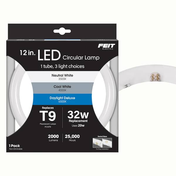 20-Watt 12 in. T9 G10q Type A Plug and Play Linear Circline LED Tube Light Bulb, Selectable White