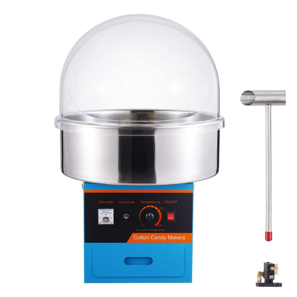 Electric Cotton Candy Machine, 1,000 W Candy Floss Maker, Commercial Cotton Candy Machine with Cover, Blue