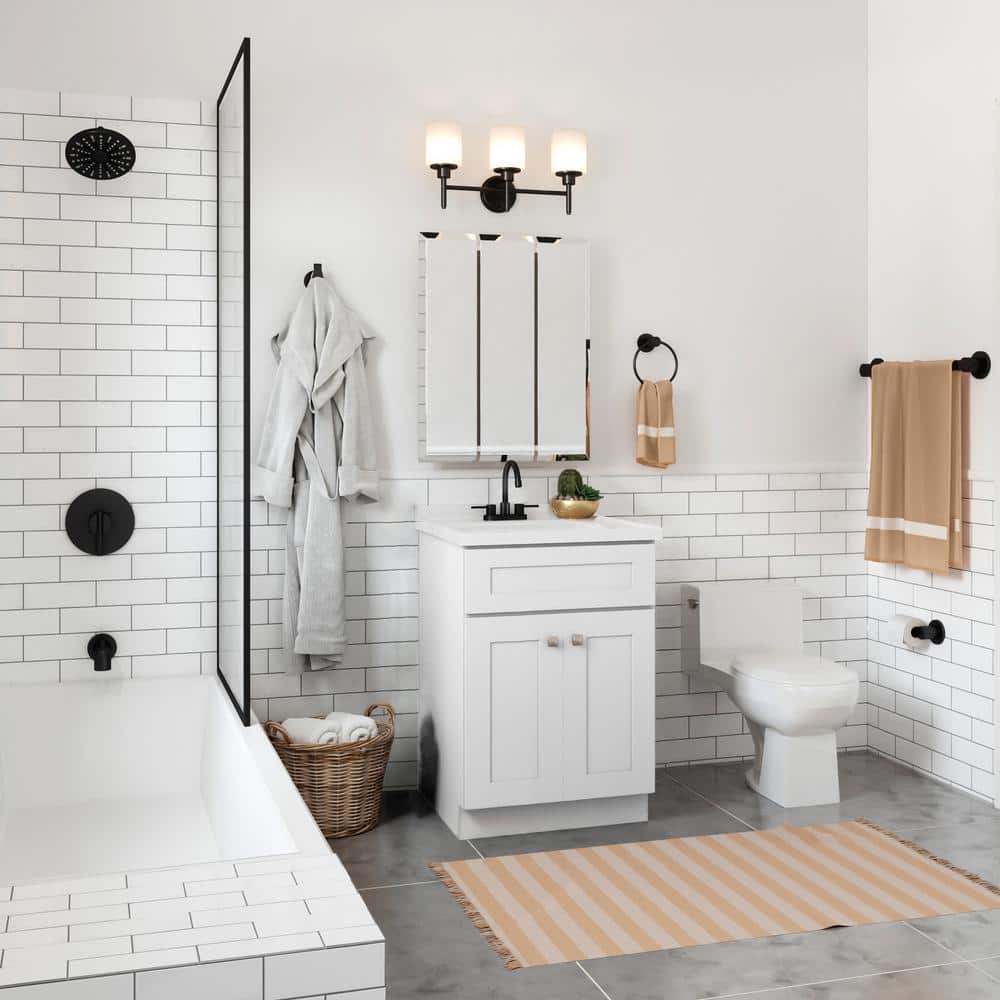 White 25" Single Bathroom Vanity with Cultured Marble Top