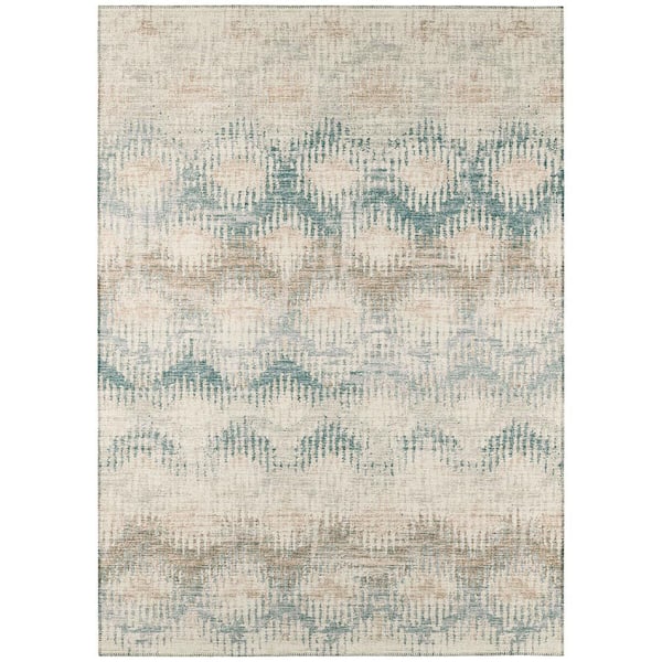 Bravado Ivory 8 ft. x 10 ft. Geometric Indoor/Outdoor Washable Area Rug