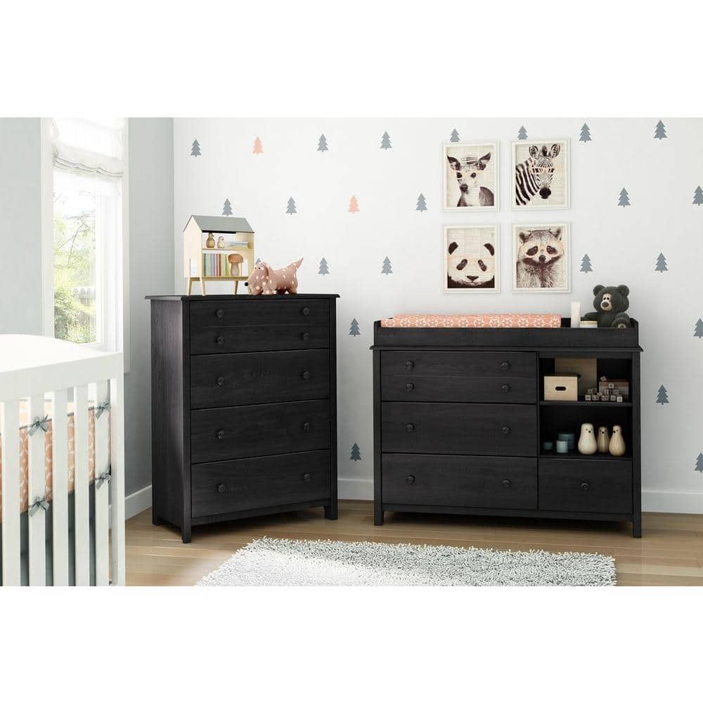 Gray Oak 47" Transitional Changing Table Dresser with Drawers