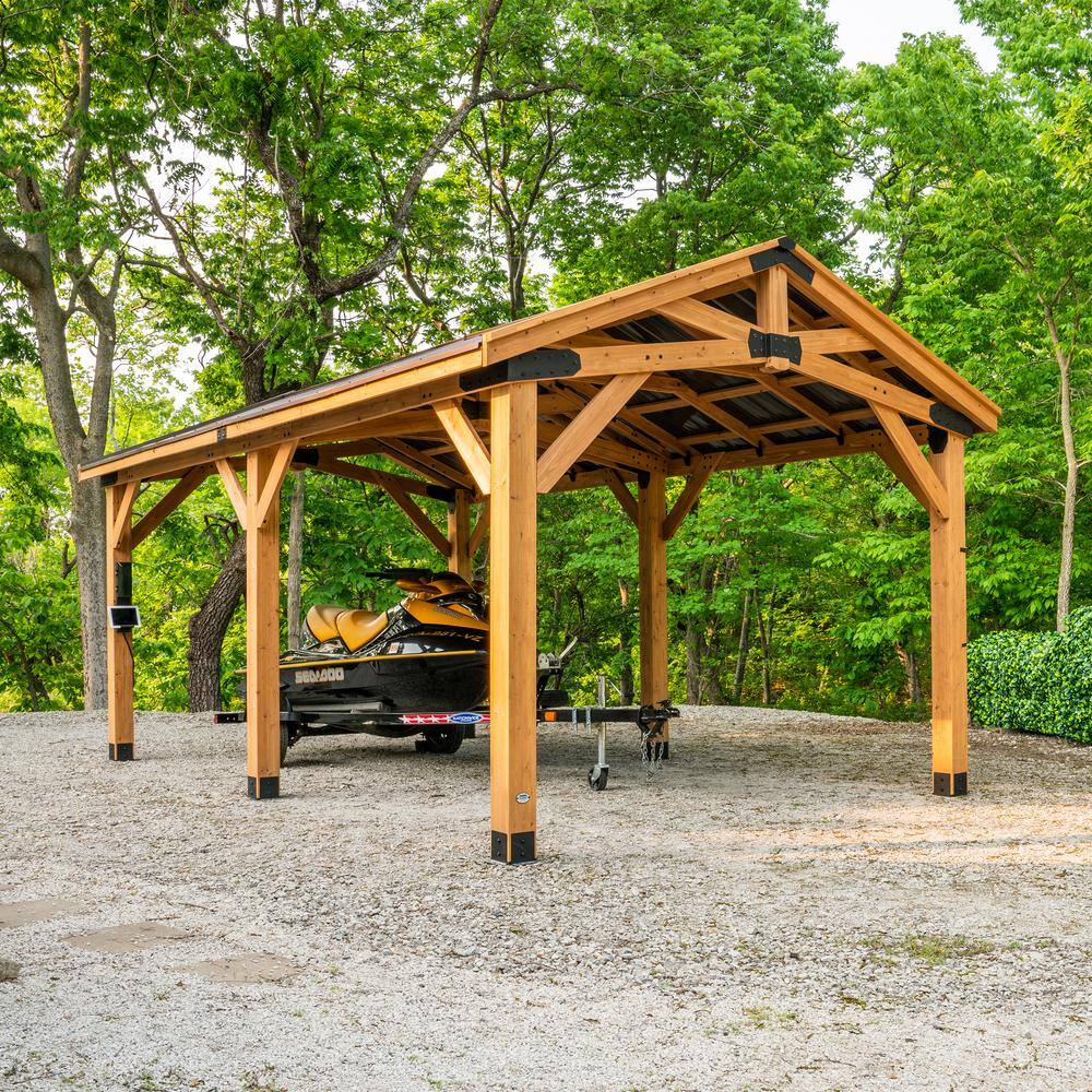 Cedar 20' x 12' Multi-Function Carport Gazebo Pavilion