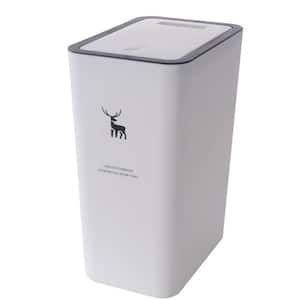 3.7 Gal. White Rectangular Plastic Housing Trash Can with Cover