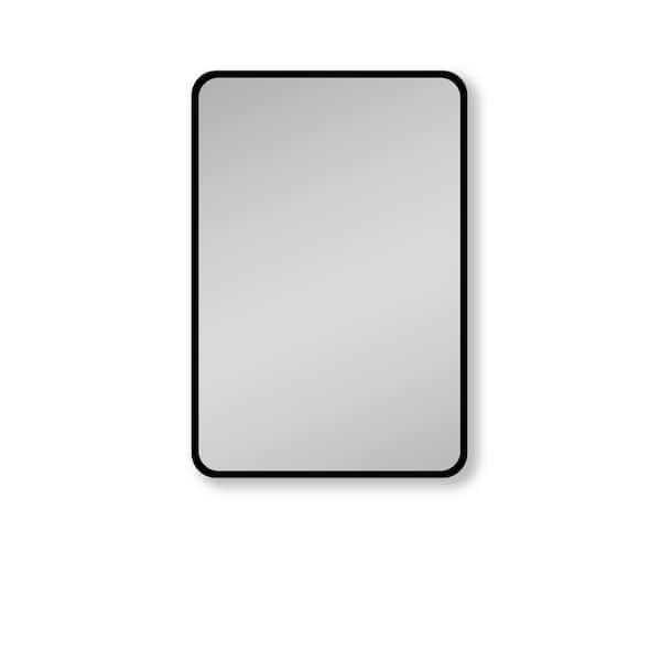 Flynama 24 in. W x 30 in. H Rectangular Metal Framed Medicine Cabinet with Mirror in Black