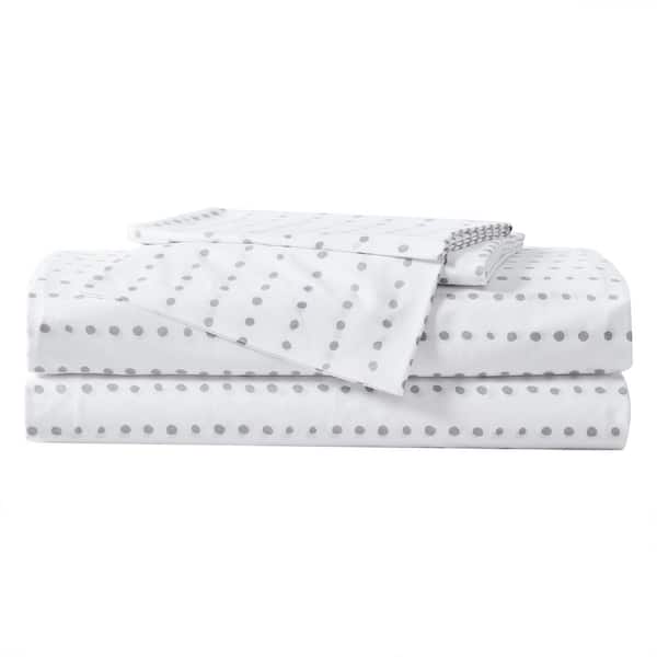 City Scene Radius 3-Piece Gray Polka Dot Cotton Twin Sheet Set