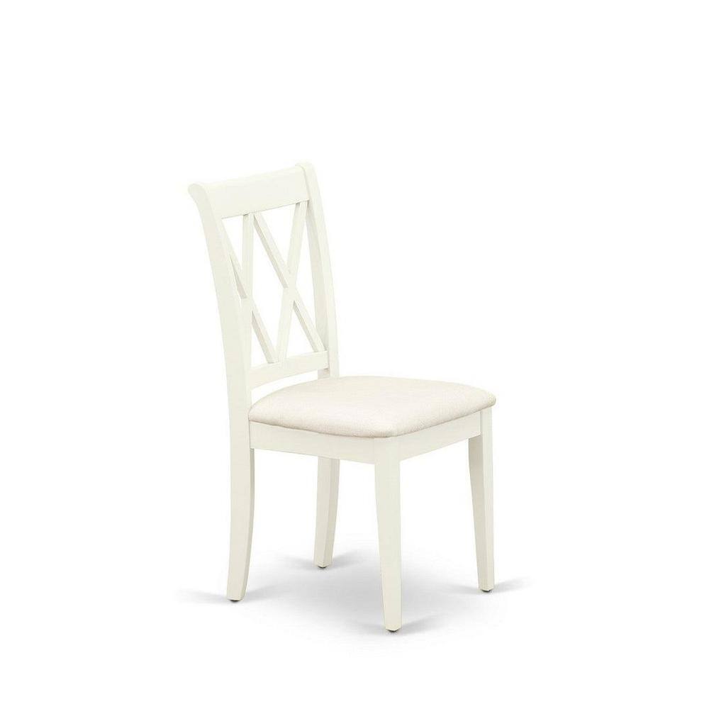 Linen White Round Rubberwood Dining Table Set with Microfiber Seats