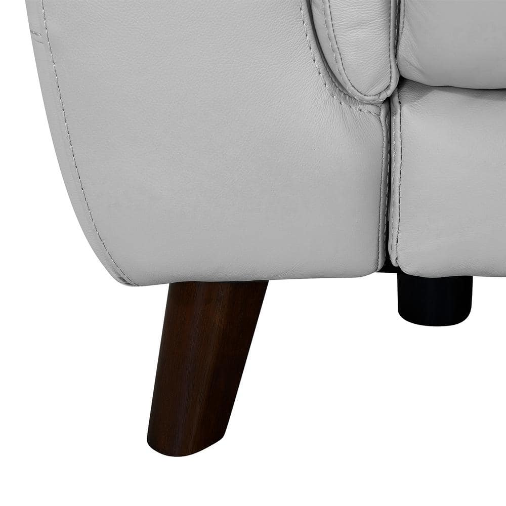 Dove Gray Contemporary Leather Power Recliner with USB, 40"