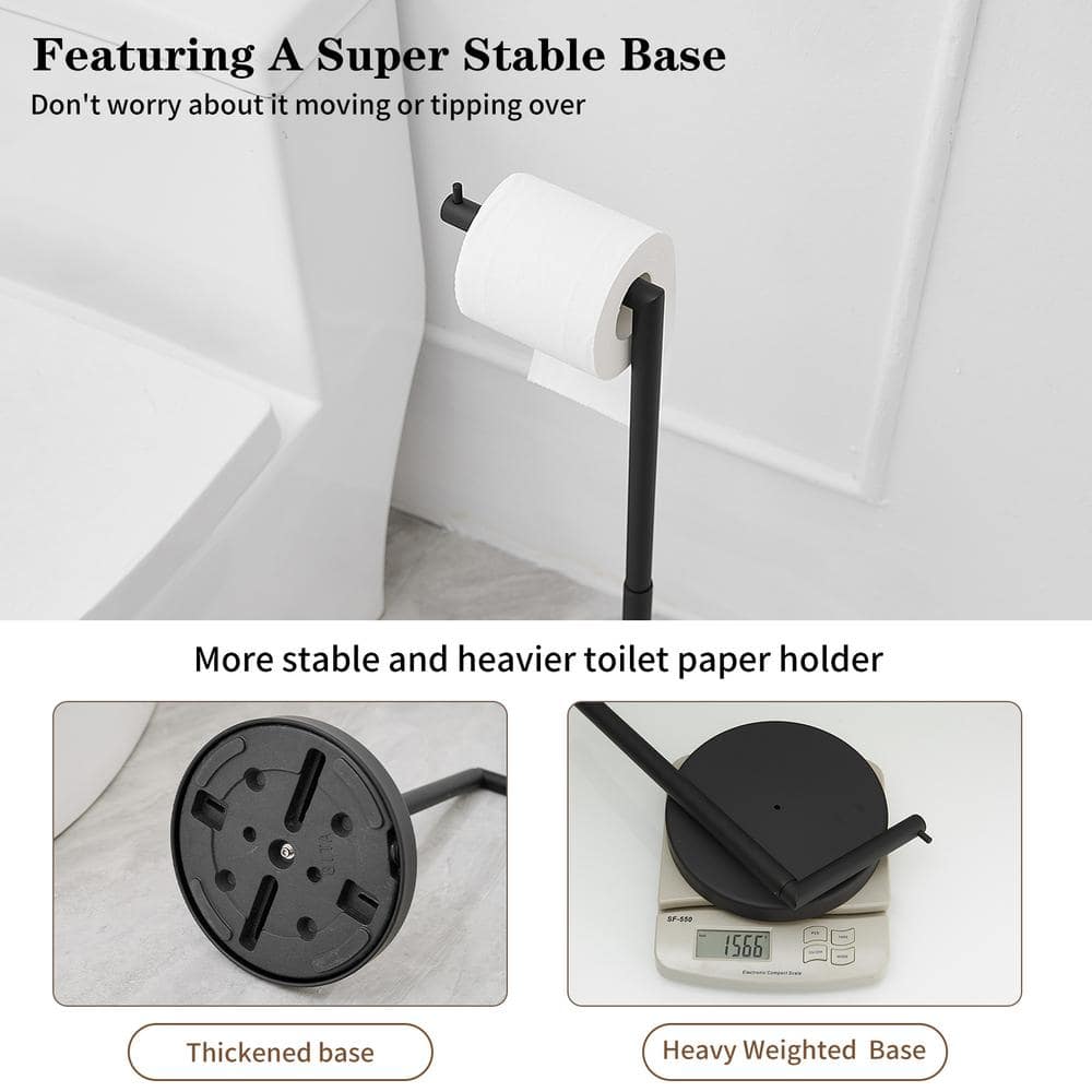 Matte Black Adjustable Freestanding Toilet Paper Holder