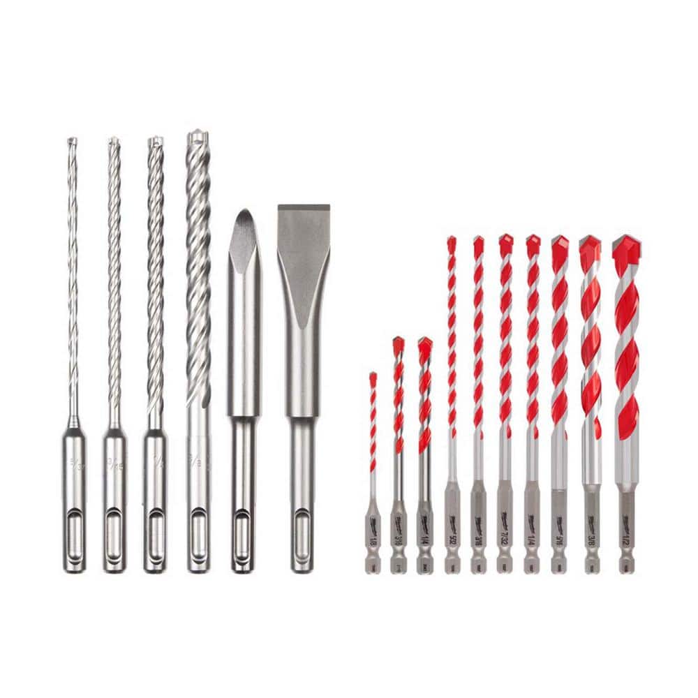 Milwaukee 4-Cutter SDS-Plus Carbide Drill Bits with Flat and Bull Point  Chisel (6-Piece) 48-20-7662 - The Home Depot