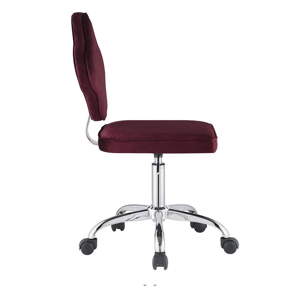 Red Velvet Clover Leaf Swivel Office Chair with Metal Base
