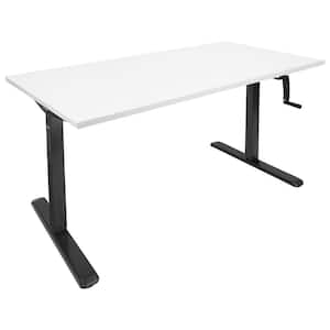 59 in. White Rectangular Manual Height Adjustabled Standing Desk