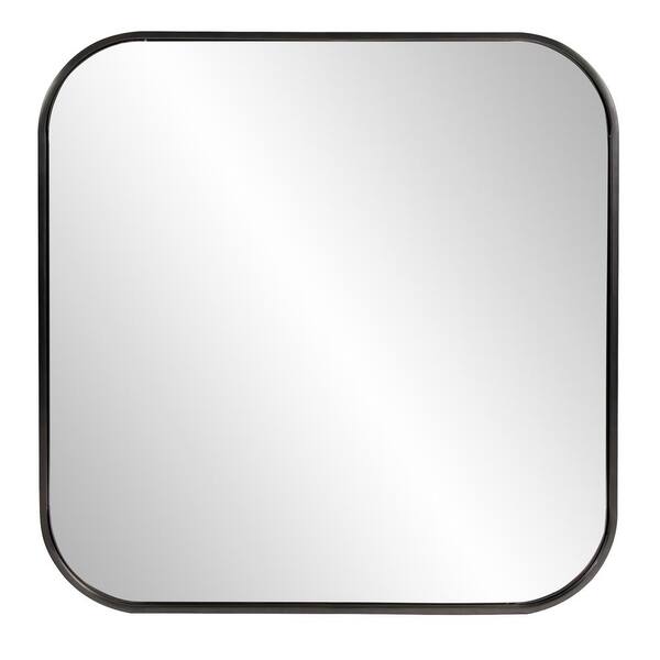 Marley Forrest Medium Square Brushed Black Hooks Casual Mirror (30 in. H x 30 in. W)