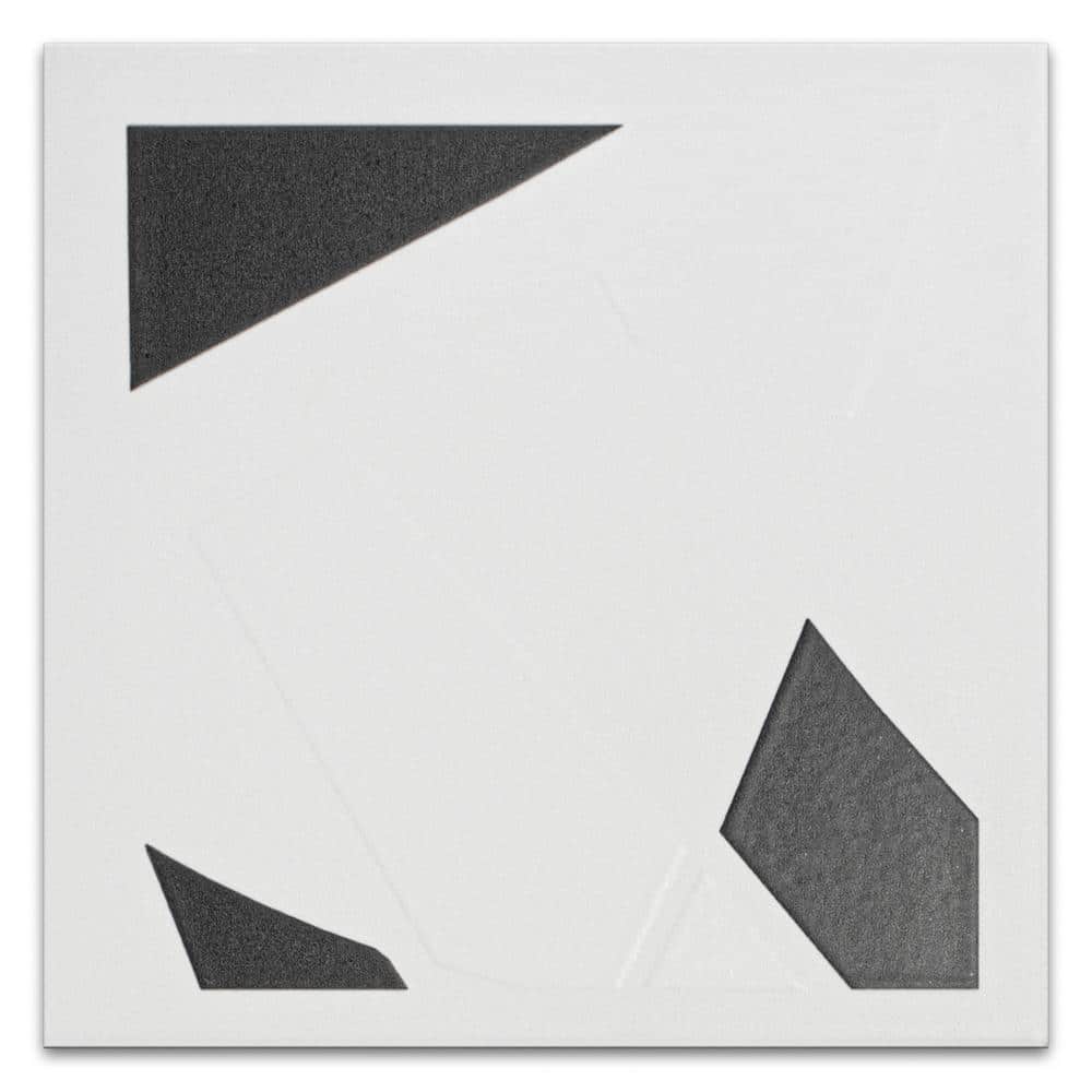 Kenzo 8" x 8" Black and White Porcelain Tile