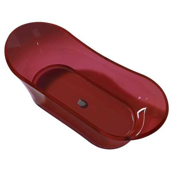 ANZZI Azul 5.8 ft. Man-Made Stone Center Drain Flatbottom Non-Whirlpool Freestanding Bathtub in Deep Red