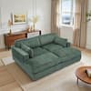 Uixe 82.72 in. Modern Square Arm Faux Rabbit Fur Fabric Upholstered Sectional Sofa in. Green GN-CS02M-RH-L+R