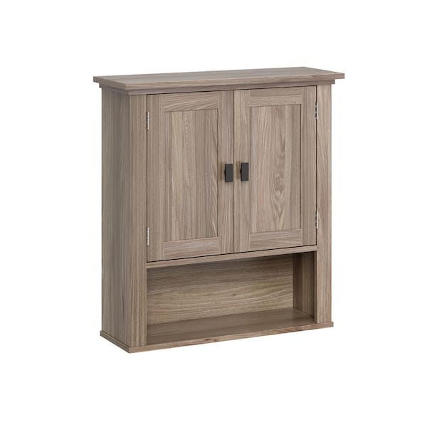 Hayward 22.81 in. W x 7.88 in. D x 24.5 in. H Bathroom Storage Wall Cabinet and Medicine Cabinet in Light Woodgrain