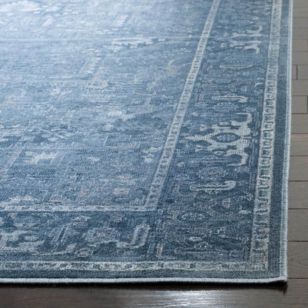 Elegant Vintage Blue Viscose 8'x11' Hand-Knotted Area Rug