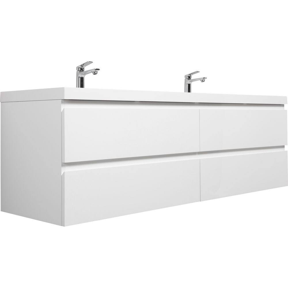 70.87 in. Double Sink Floating Glossy White Bath Vanity with White Resin Top Assembled price history on PriceWatchPro