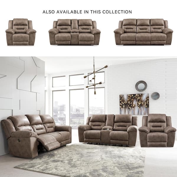 Signature DESIGN BY ASHLEY Stoneland Brown Faux Leather Rocker