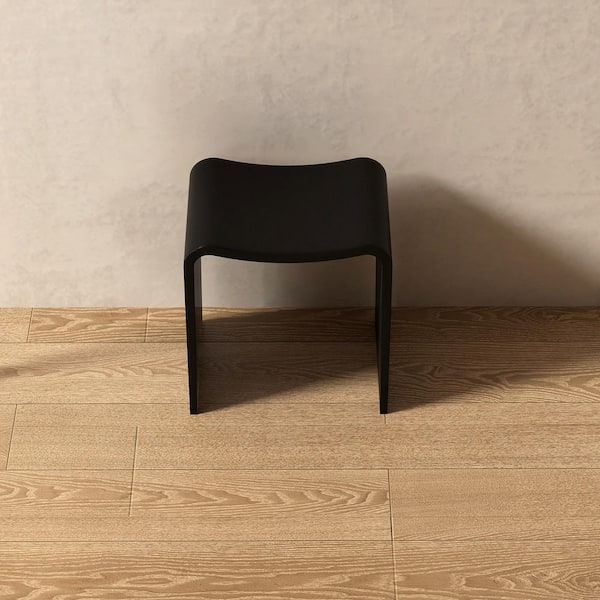 Blynn 15 in. W x 11 in. D Freestanding Solid Surface Shower Stool Vanity Seat in Black