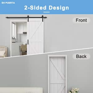 42 in. x 84 in. White K Design MDF Interior Barn Door Slab with Rustic Hardware Kit