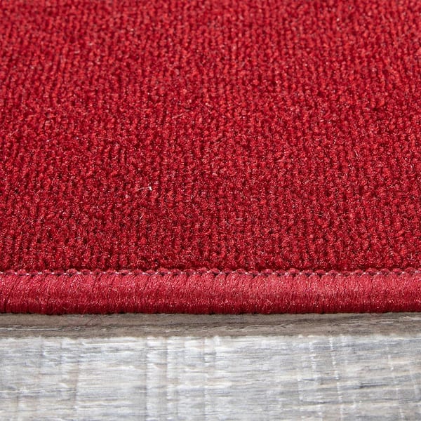 Ottomanson Outdoor Utility Waterproof Non-Slip Rubberback Solid 3x10 Indoor/Outdoor  Runner Rug, 2'7 x 9'10, Red 