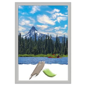 Low Luster Silver Wood Picture Frame Opening Size 24x36 in.