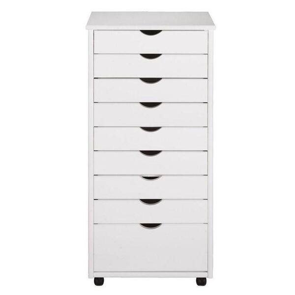 Home Decorators Collection Stanton 8+1-Drawers Wide Storage Cart in White
