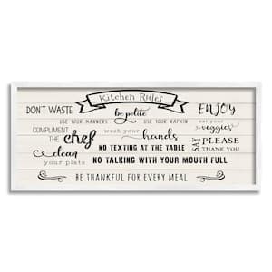 Kitchen Rules List Family Motivational Phrases By CAD Designs Framed Print Nature Texturized Art 13 in. x 30 in.