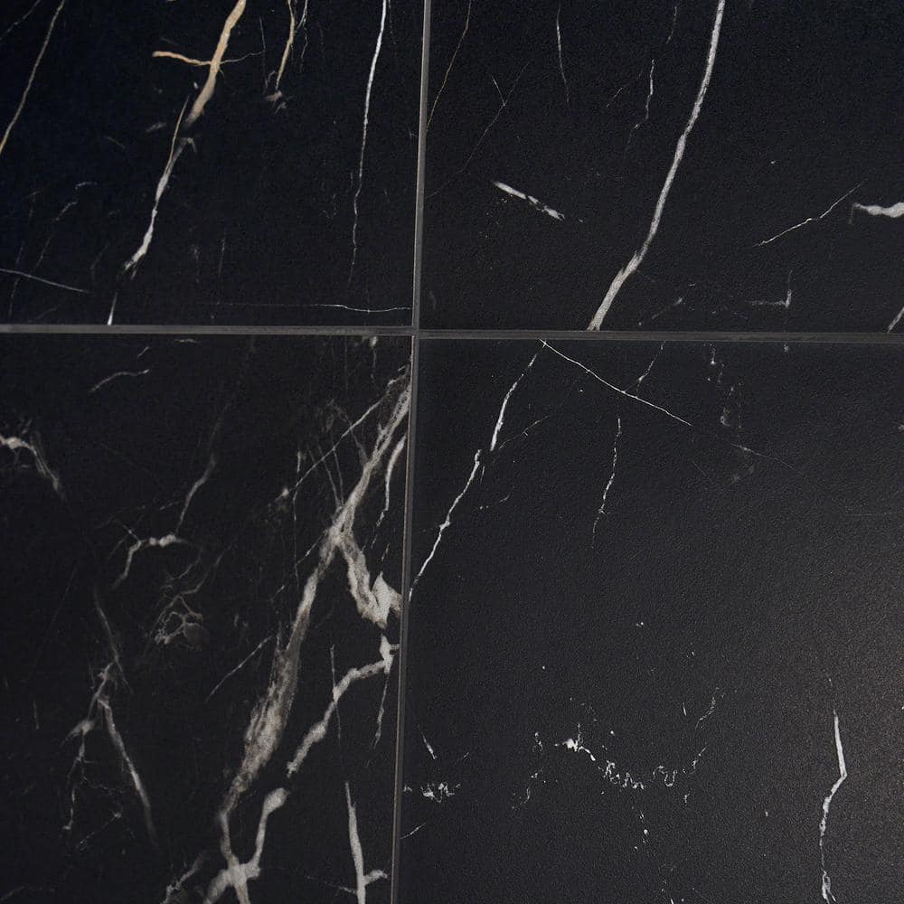 Grace Matte Black 12" x 24" Porcelain Marble-Look Tile
