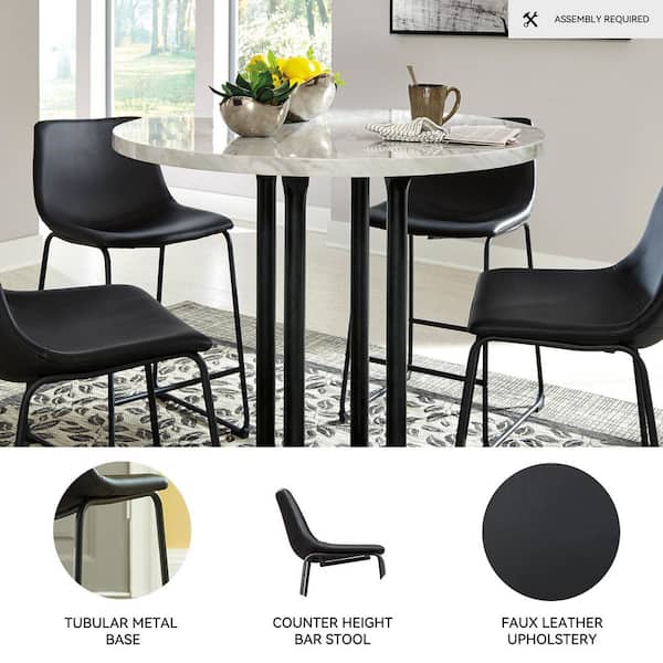 Signature DESIGN BY ASHLEY Centiar Black Faux Leather Bar Height