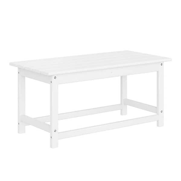 Mason White Poly Plastic Fade Resistant Outdoor Patio Rectangle Adirondack Coffee Table