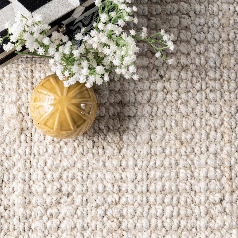 Handcrafted Bleach White Chunky Jute 8' x 10' Area Rug
