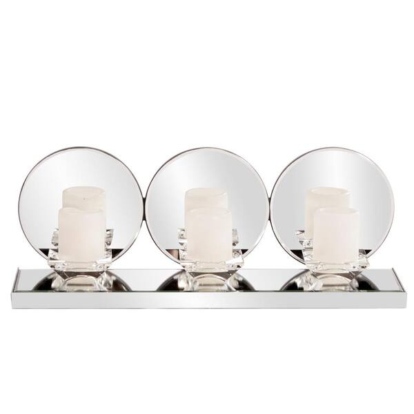 Unbranded Triple Clear Round Mirrored Candle Holder