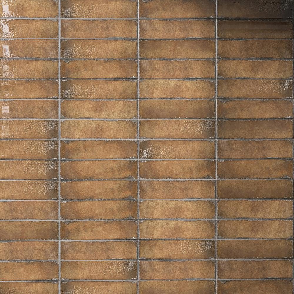 MOLOVO Iris Marron Brown 11.8 in. x 2.9 in. Polished Ceramic Tile